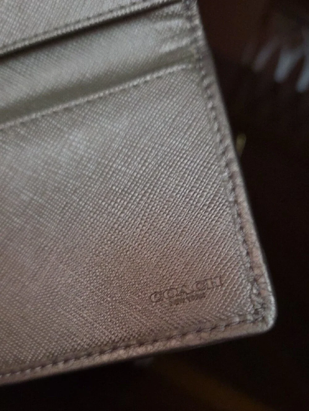 Coach Brown and Tan Signature Fold-Over Wallet